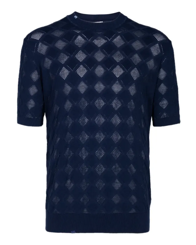 BOB T-Shirt mit Rautenstrickmuster - Blau Blau