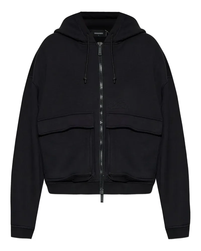 Dsquared2 Gerippte Kapuzenjacke - Schwarz Schwarz