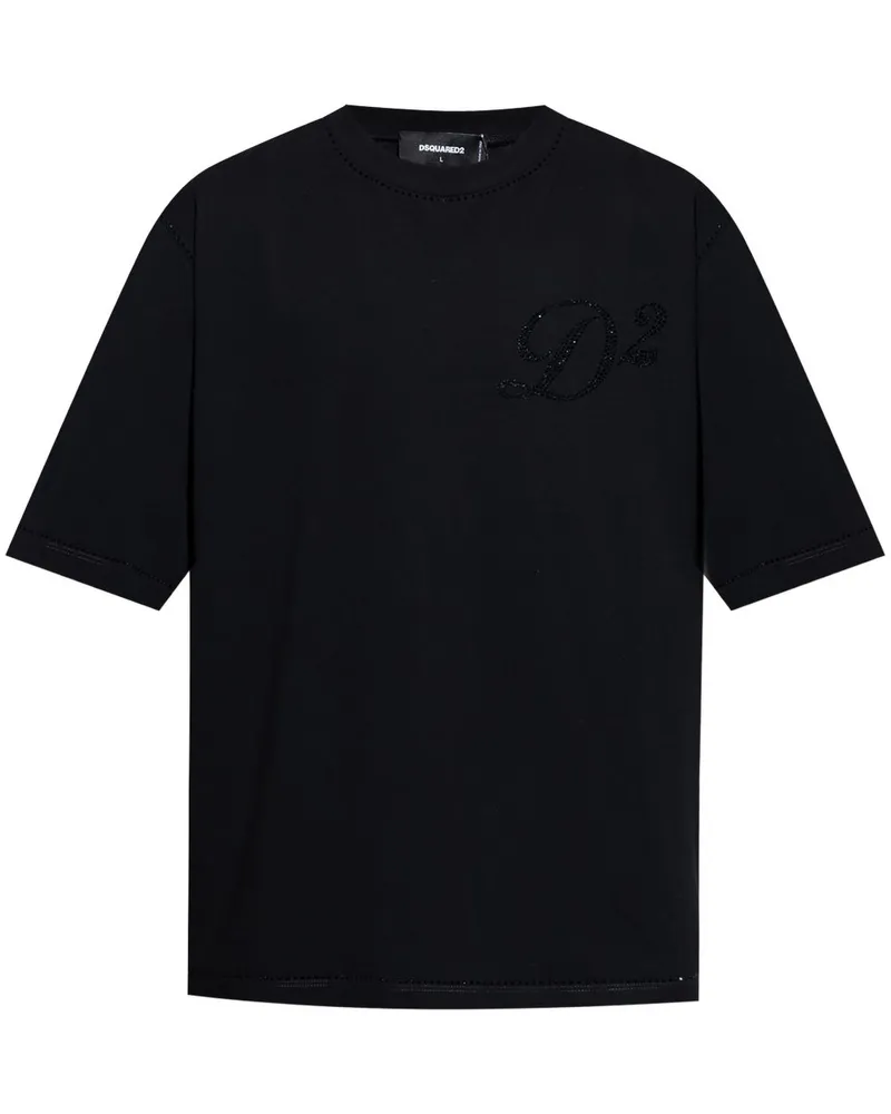 Dsquared2 T-Shirt mit Logo-Verzierung - Schwarz Schwarz