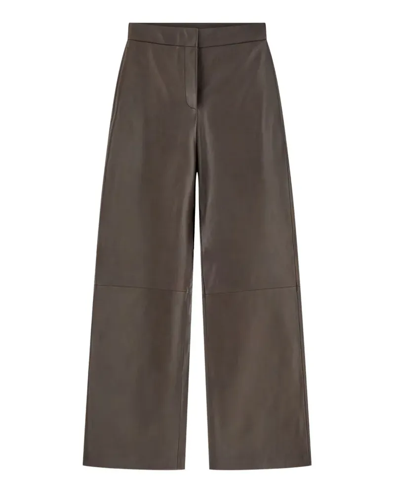HUGO BOSS Wide-Leg-Lederhose mit Seitentaschen - Braun Braun