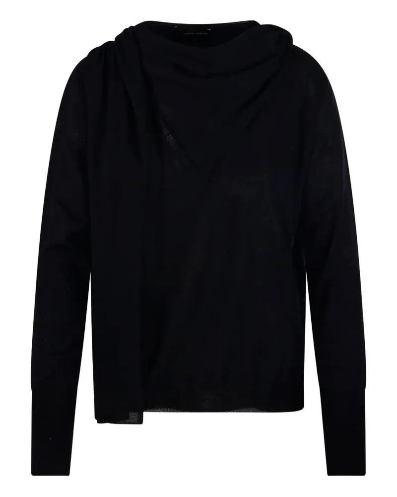 Roberto Collina Drapierter Pullover mit Wasserfallkragen - Schwarz Schwarz