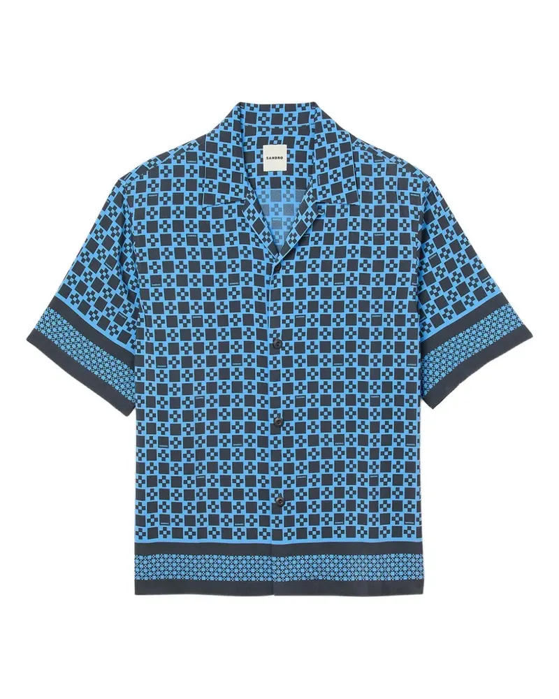 Sandro Hemd mit Quadrat-Print - Blau Blau