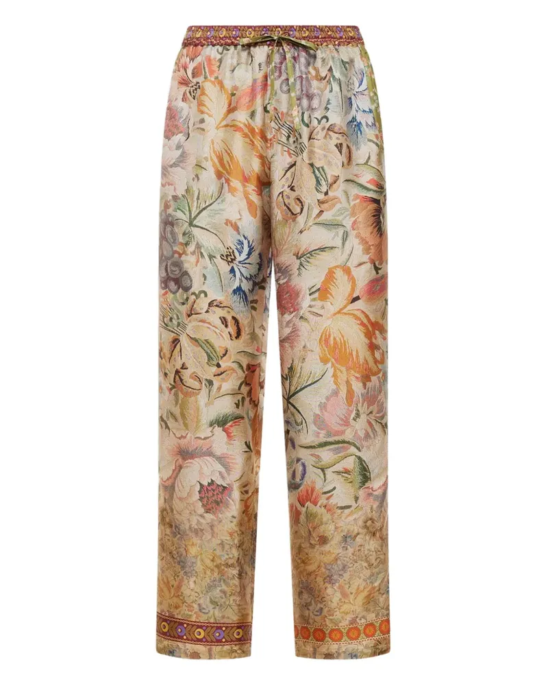 Pierre-Louis Mascia floral-print drawstring-waist trousers - Nude Nude