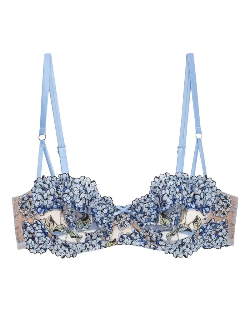 Fleur Du Mal Hydrangea embroidered balconette bra - Blau Blau