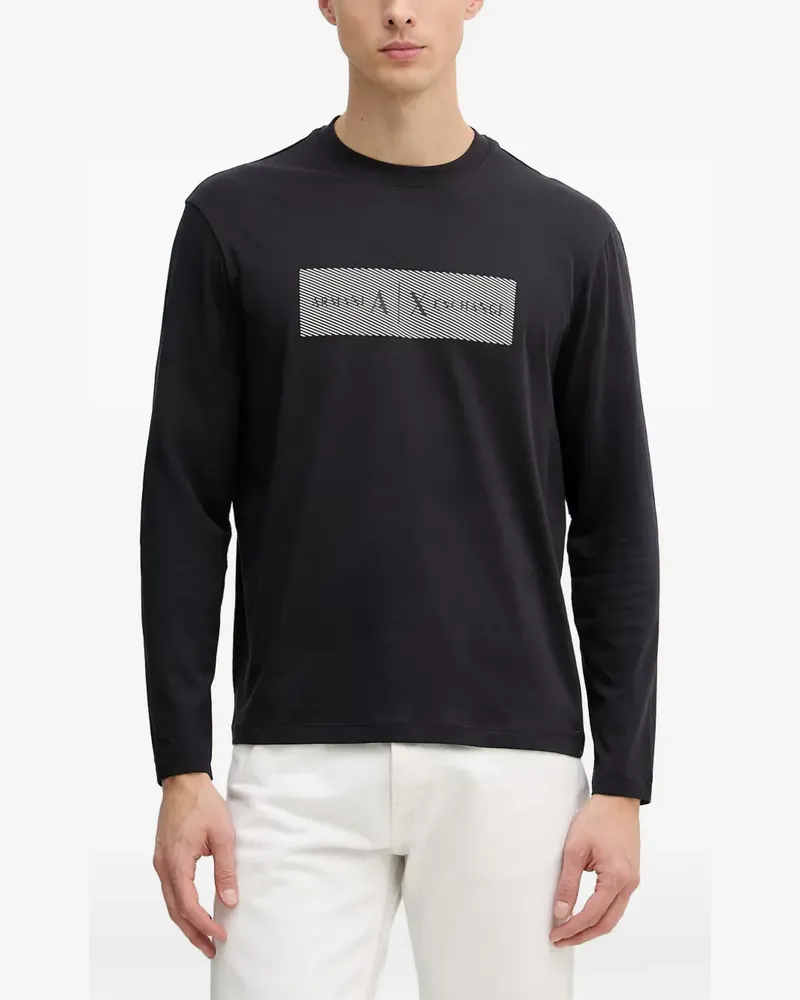 Armani Exchange logo-print long-sleeve T-shirt - Schwarz Schwarz