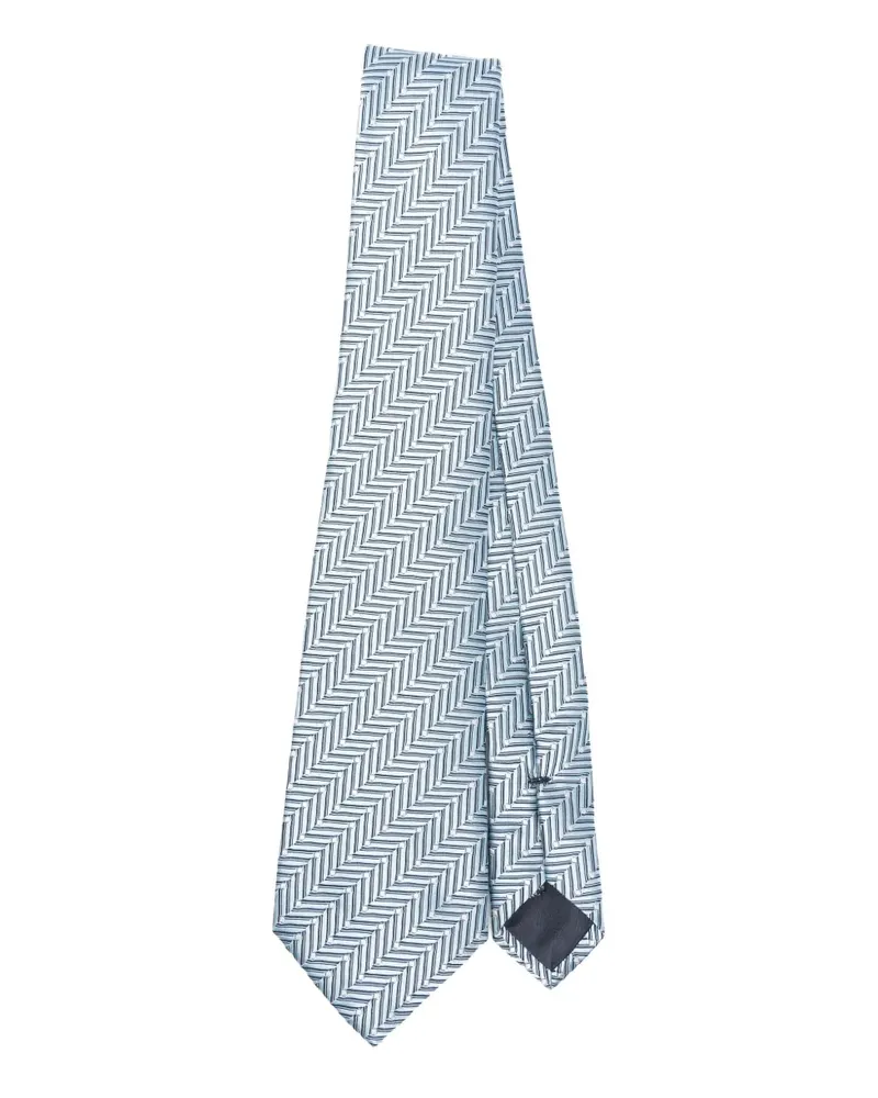 Giorgio Armani Seidenkrawatte mit Fischgrätenmuster - Blau Blau