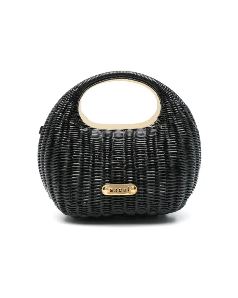 Sacai Mini-Tasche mit Logo-Schild - Schwarz Schwarz