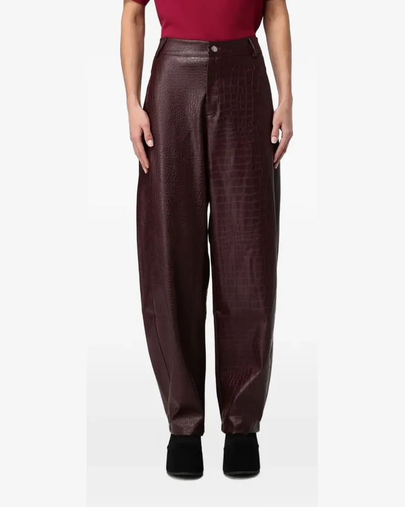 DISCLAIMER croc-effect faux-leather trousers - Rot Rot