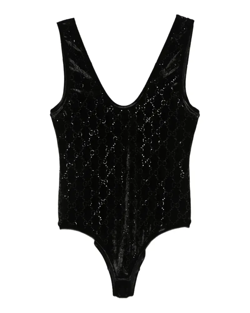 Gucci chenille bodysuit with GG crystals - Schwarz Schwarz
