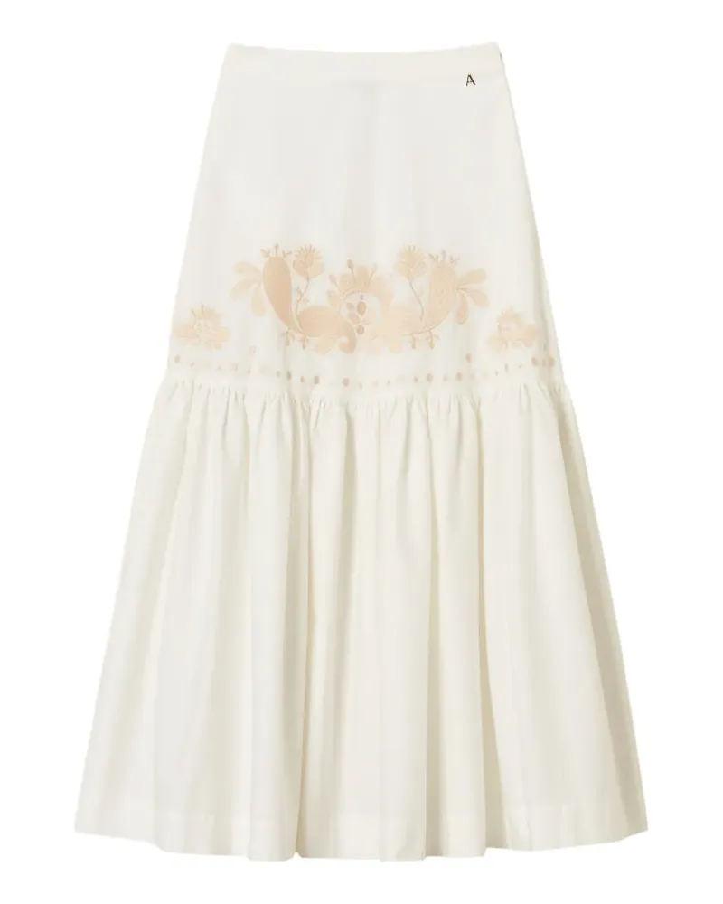 Twin-Set Rock mit Blumenstickerei - Weiß Weiß