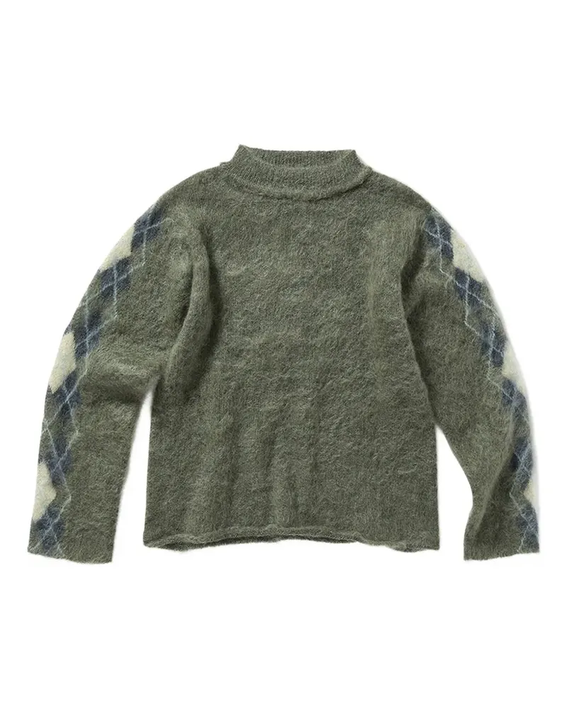 PERVERZE argyle-pattern brushed-knit sweater - Grün Grün