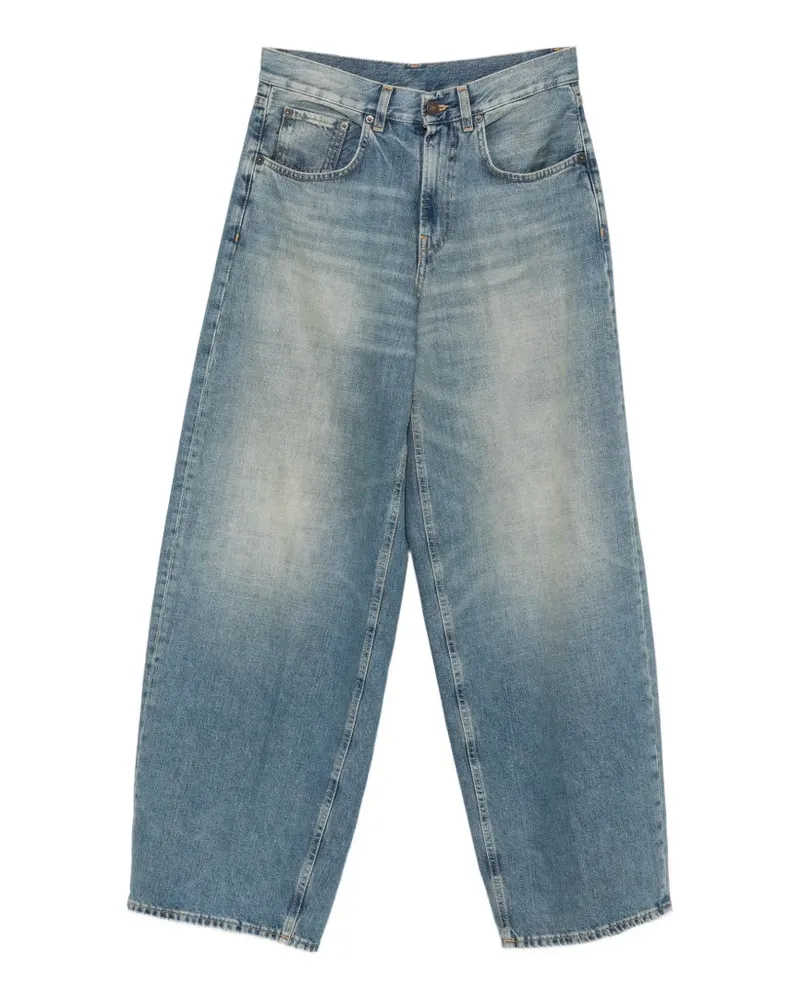 6397 Wide-Leg-Jeans mit Whisker-Effekt - Blau Blau