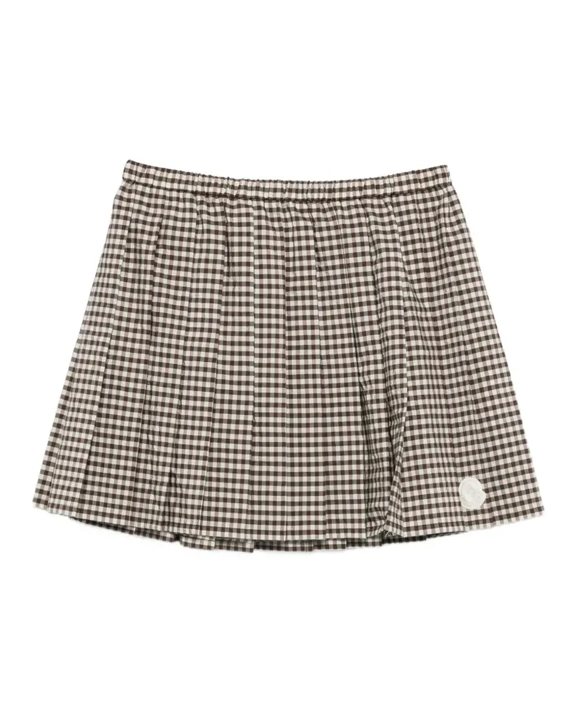 Moncler Karierter Minirock mit Falten - Braun Braun