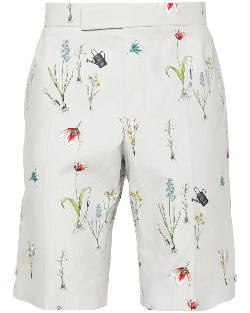 Thom Browne Gerade Shorts mit Blumen-Print - Grau Grau