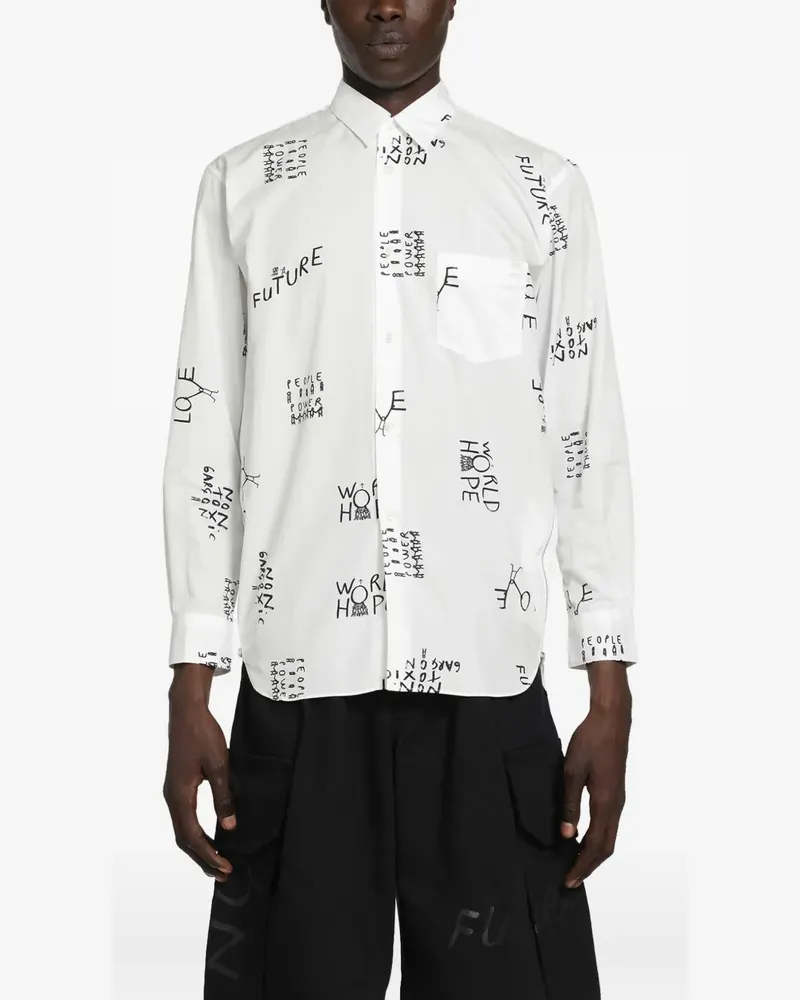 Comme des Garçons Hemd mit Slogan-Print - Weiß Weiß