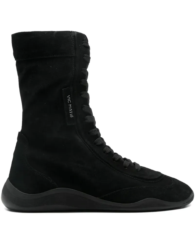 Vic Matié Schnürstiefel aus Wildleder - Schwarz Schwarz