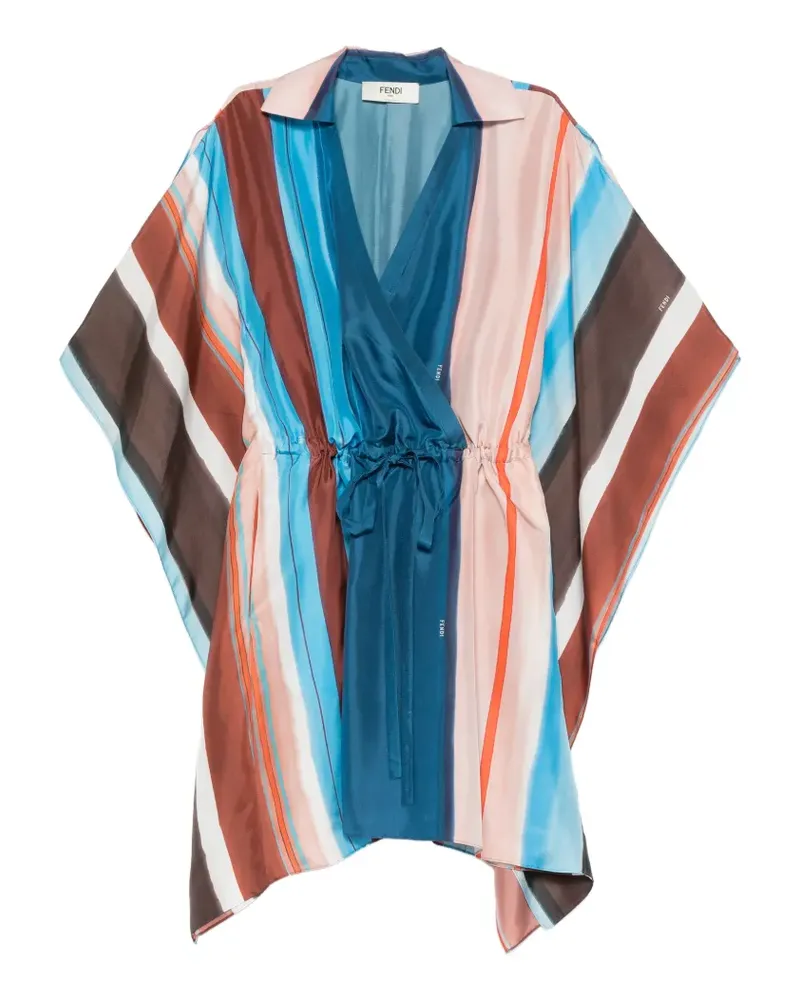 Fendi striped silk mini dress - Blau Blau