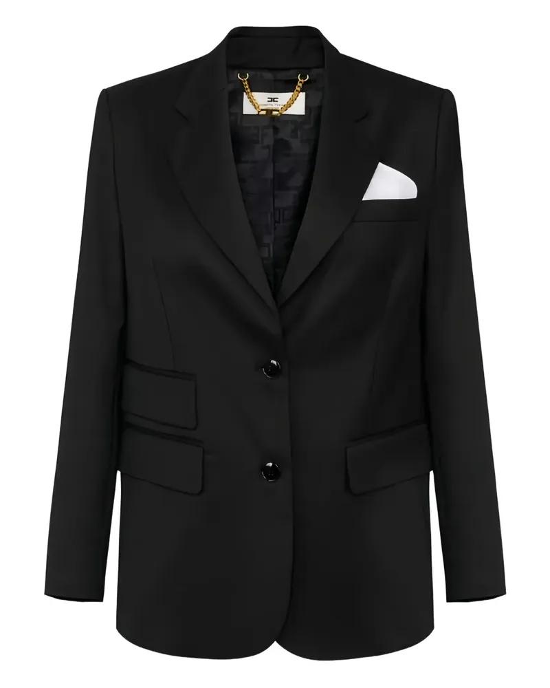 Elisabetta Franchi Einreihige Jacke mit Einstecktuch - Schwarz Schwarz