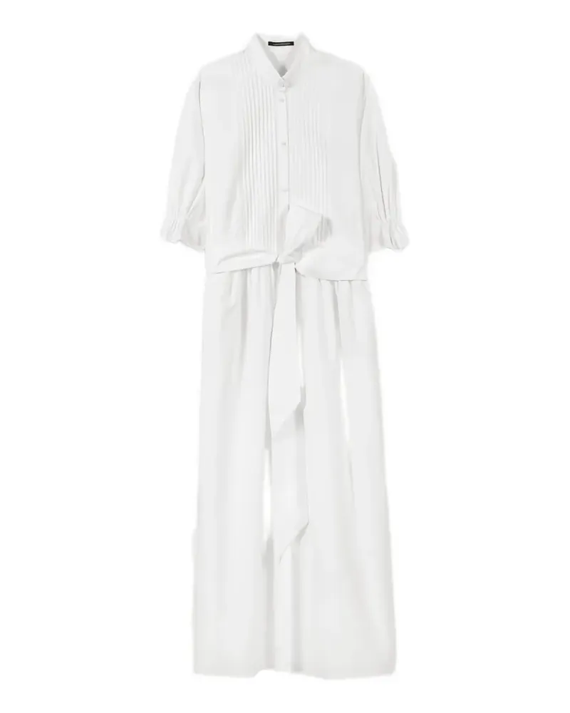 Luisa Cerano pintuck-detail tied-waist dress - Weiß Weiß