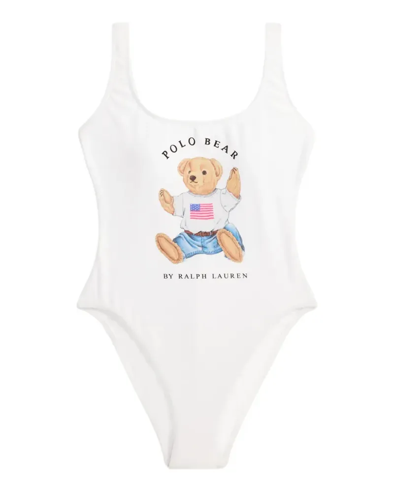 Ralph Lauren Badeanzug mit Polo Bear - Weiß Weiß