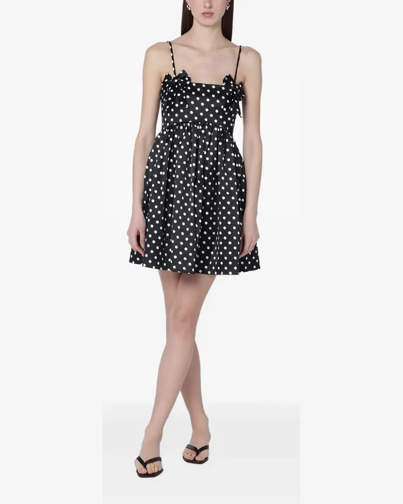 Ganni polka-dot satin mini dress - Schwarz Schwarz
