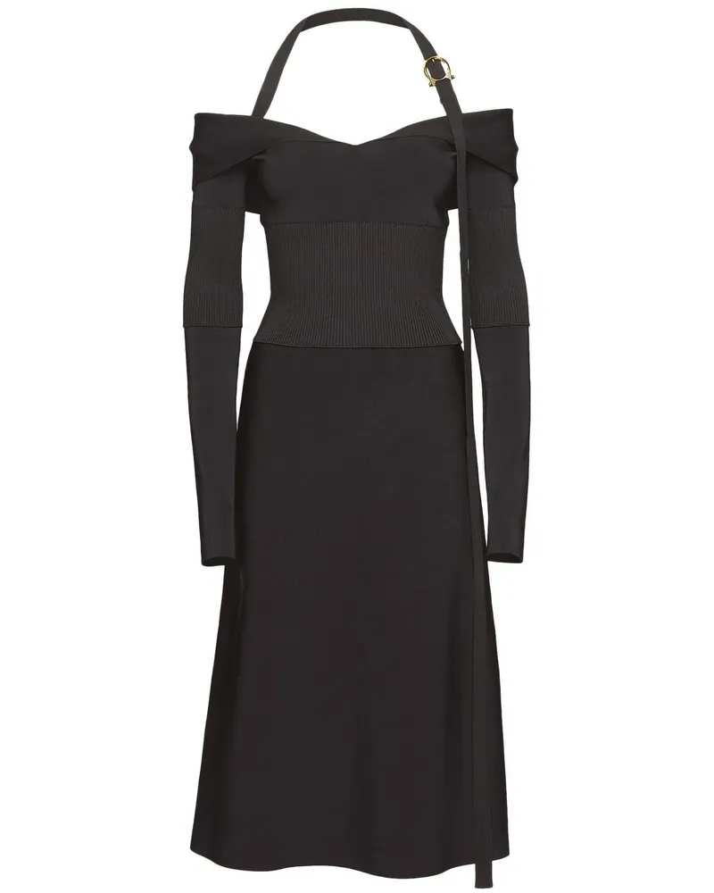 Ferragamo Schulterfreies Midikleid - Schwarz Schwarz
