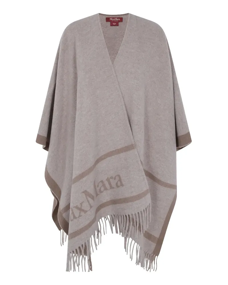 Max Mara logo-print fringed cape - Braun Braun