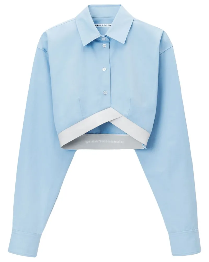 Alexander Wang Cropped-T-Shirt mit Logo - Blau Blau