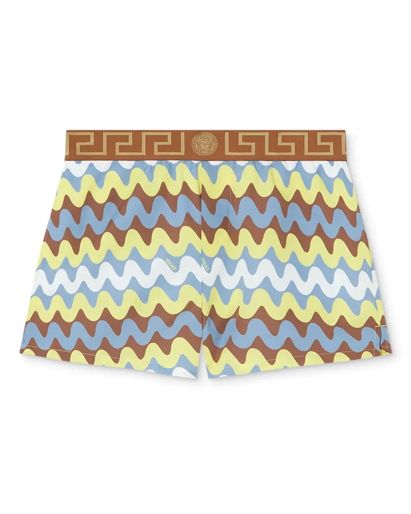 Versace Wave Greca Border Badeshorts - Braun Braun