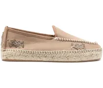 Bestickte Espadrilles aus Canvas - Nude