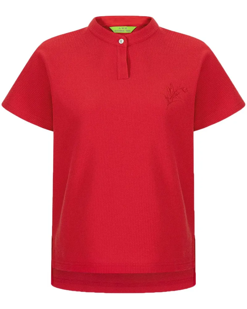 Shanghai Tang Poloshirt mit Blumenstickerei - Rot Rot