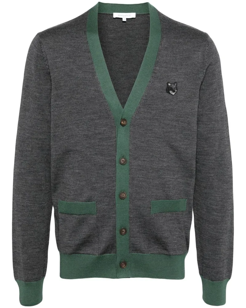 Kitsuné Cardigan mit Bold Fox Head-Patch Grau