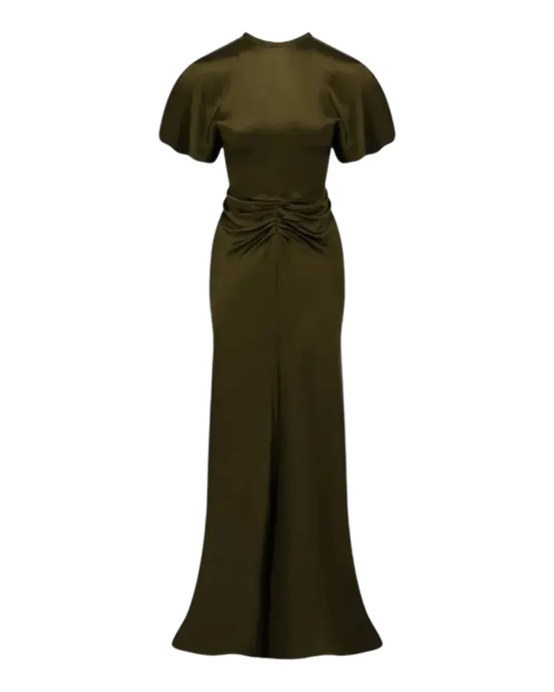 Victoria Beckham Gerafftes Maxikleid mit ausgestelltem Saum - Grün Grün