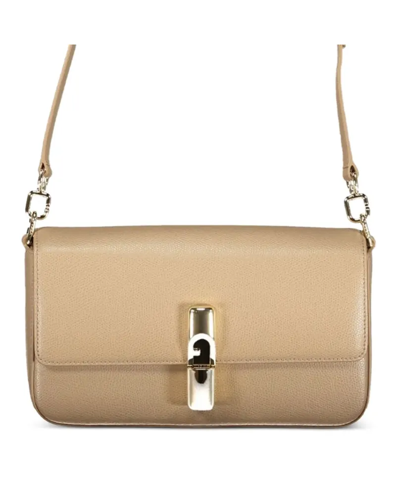 Furla small Iride grained leather crossbody bag - Nude Nude