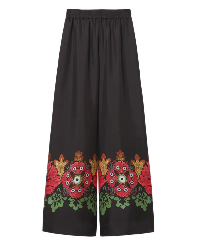 La DoubleJ Palazzohose mit Blumen-Print - Schwarz Schwarz