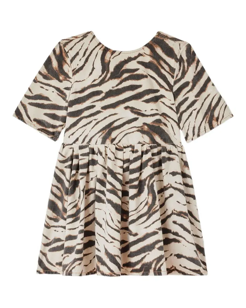 Ganni Denim-Kleid mit Zebra-Print - Nude Nude