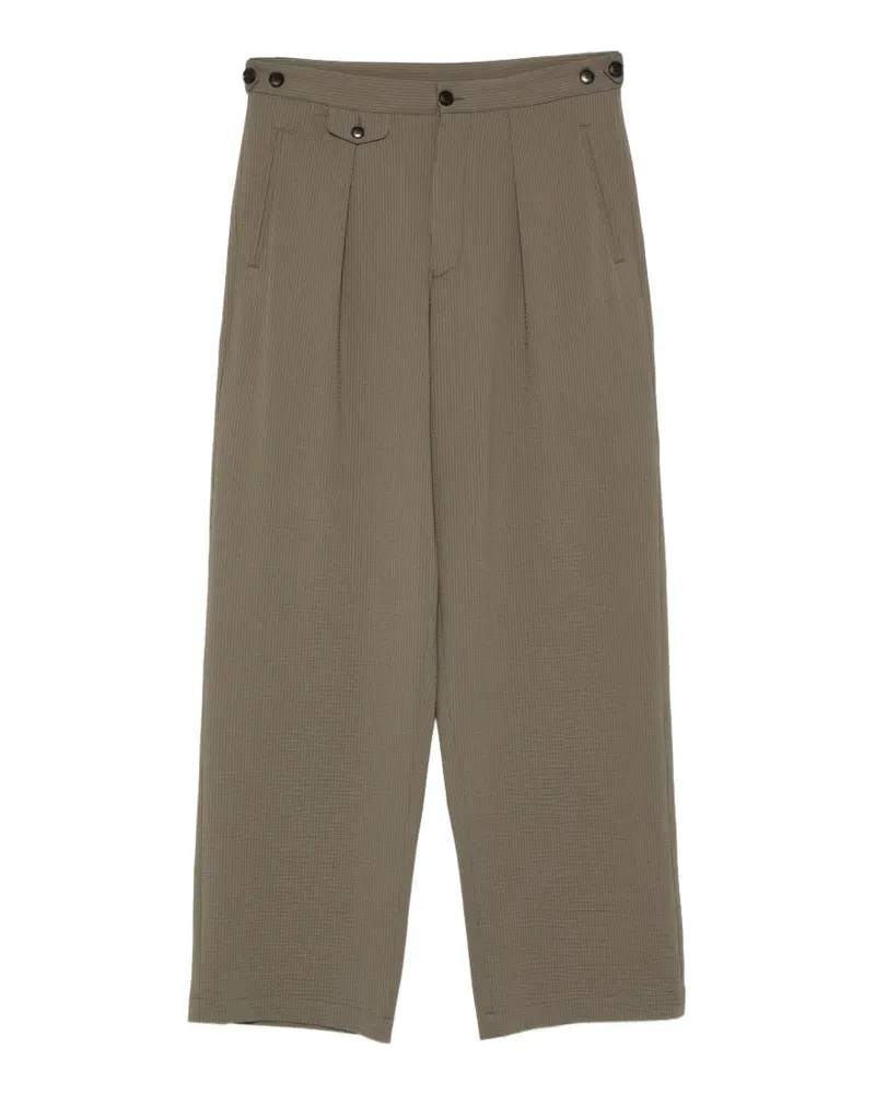Emporio Armani button-fastening pleated-design trousers - Grün Grün