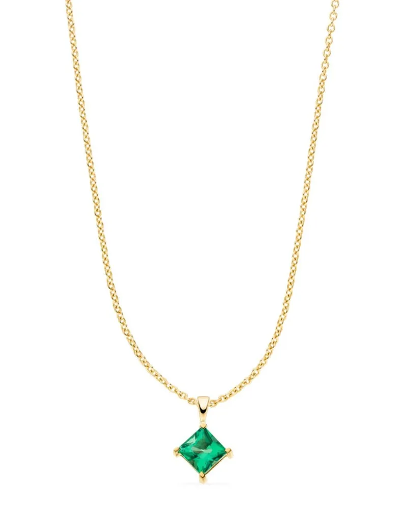 VEYNOU 14kt Klara Gelbgoldhalskette mit Smaragd Gold