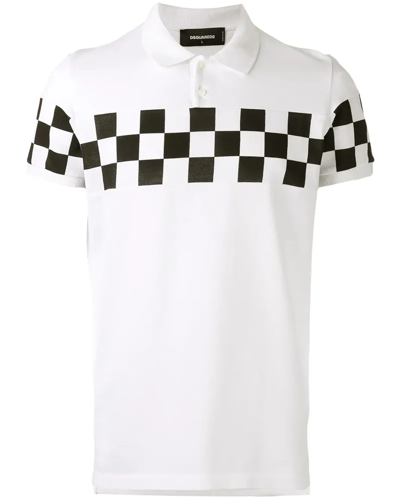Dsquared2 Poloshirt mit Schachbrettmuster - Weiß Weiß