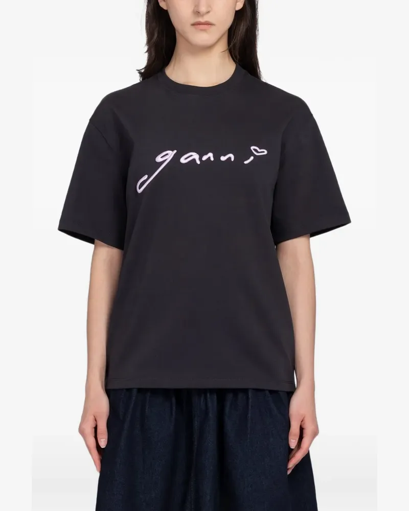 Ganni logo-print cotton T-shirt - Schwarz Schwarz