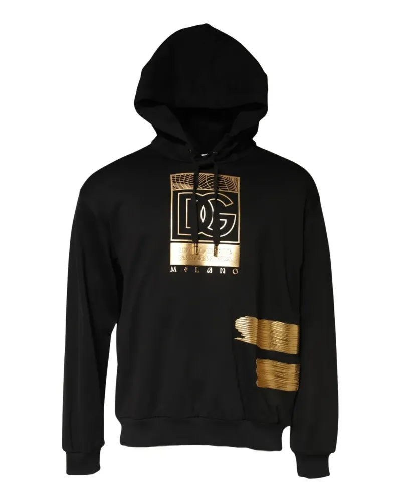 Dolce & Gabbana DG Logo foil-print hoodie - Schwarz Schwarz