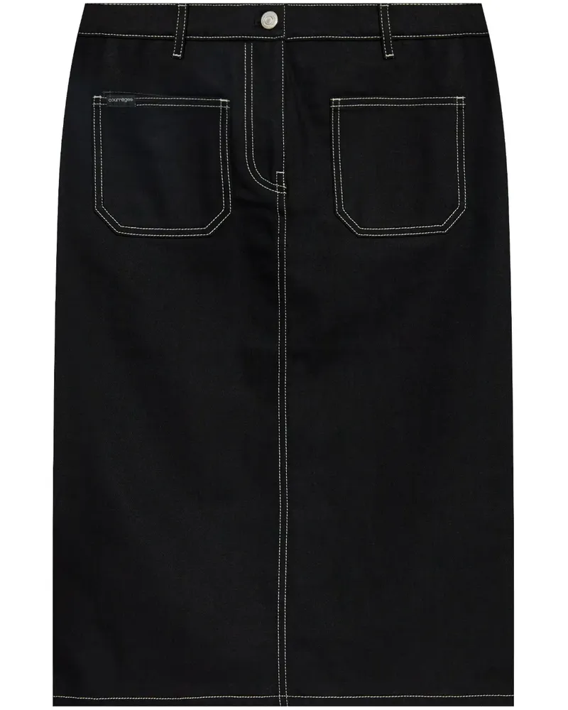 Courrèges Gerader Jeansrock - Schwarz Schwarz