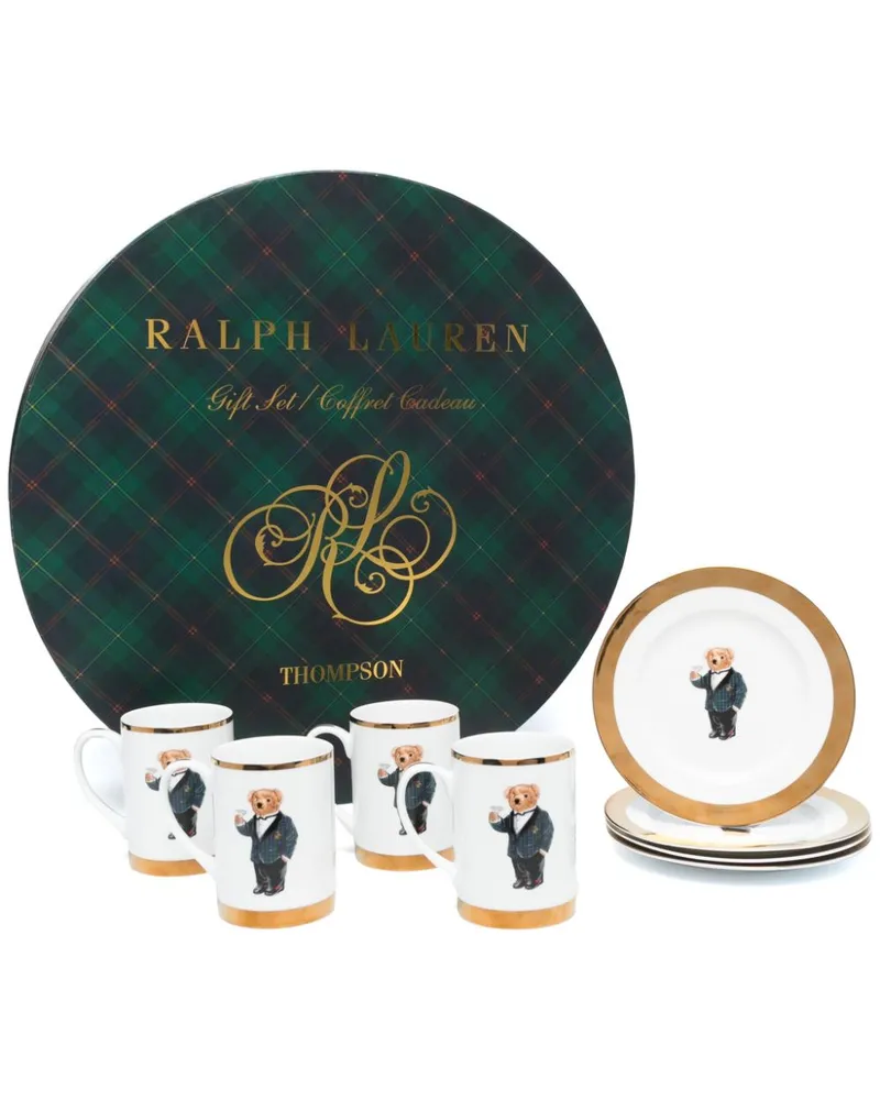 Ralph Lauren Home Thompson Set aus vier Tellern und Tassen mit Polo Bear - Weiß Weiß