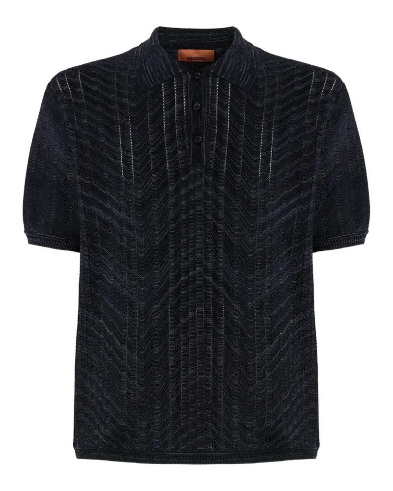 Missoni Poloshirt aus Baumwoll-Viskose-Strick mit Lochmuster - Schwarz Schwarz