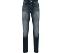 Halbhohe Tapered-Jeans - Blau