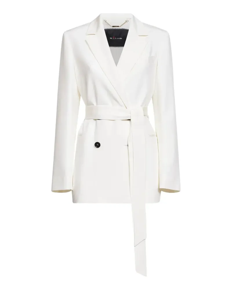 Kiton double-breasted belted jacket - Nude Nude