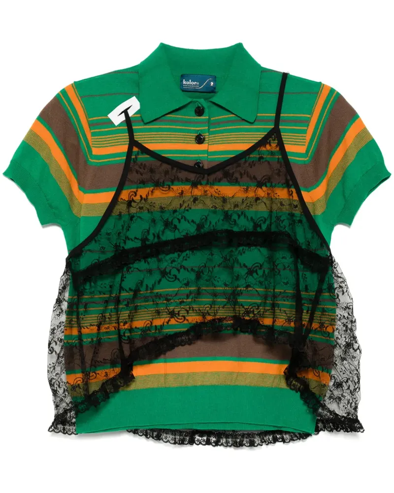 kolor Gestreifte Poloshirts - Grün Grün