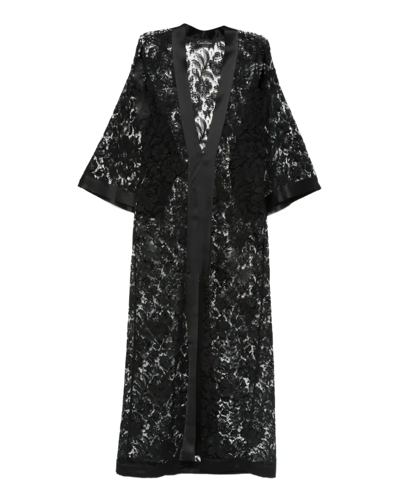 Carine Gilson Nachthemd aus Spitze mit V-Ausschnitt - Schwarz Schwarz