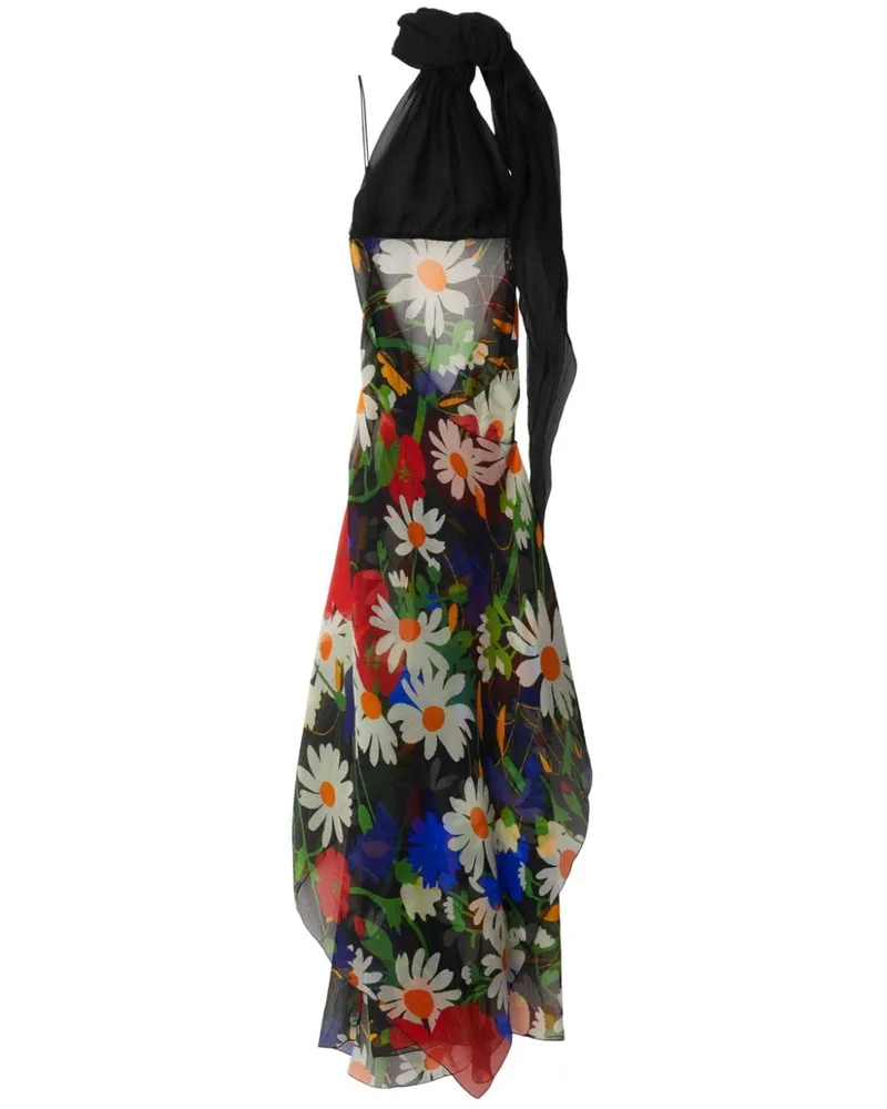 Burberry Maxikleid mit Blumen-Print - Schwarz Schwarz