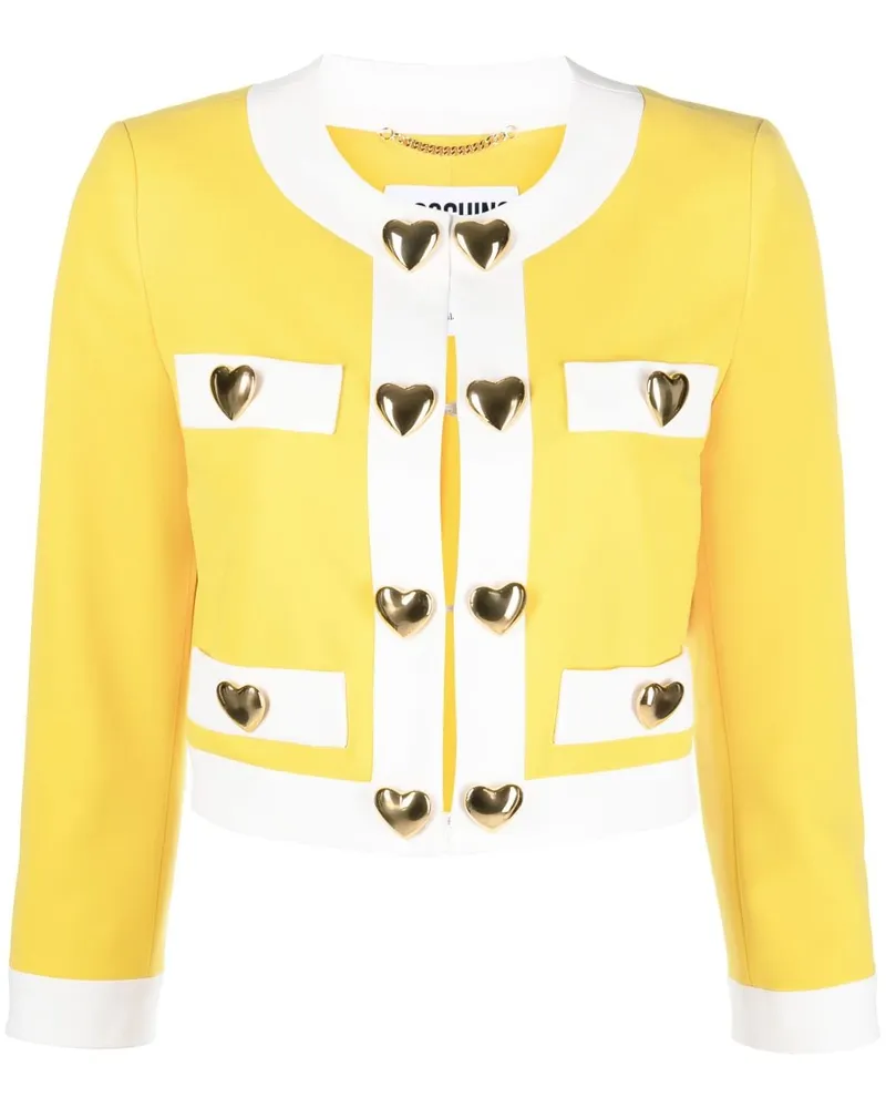 Moschino Cropped-Jacke mit Herzapplikation - Gelb Gelb